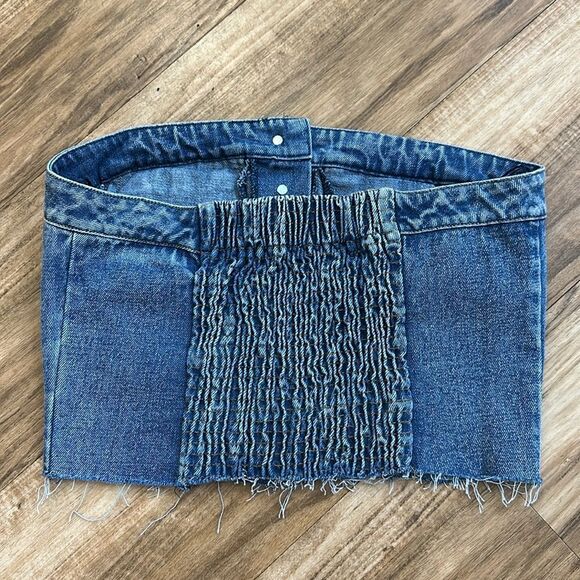 Papermoon Denim Cropped Bandeau Top Size L NWT - Picture 4 of 4